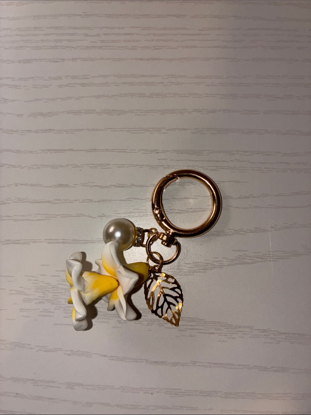 Purse Plumeria Flower with Pearl Charm - Picture 3 of 3